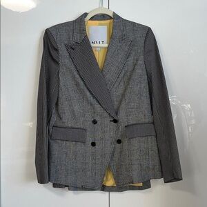 NVLT NWOT Oversized Grey Pinstripe Asymmetric Blazer Lined, Size S/M